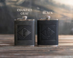 Custom Initial Hip Flask - Groomsmen Gifts - Custom - Logo - Full Grain Leather
