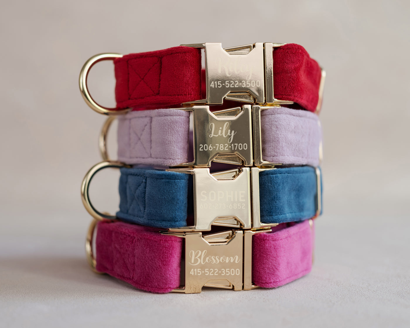 Velvet Dog Collar with fast release buckle