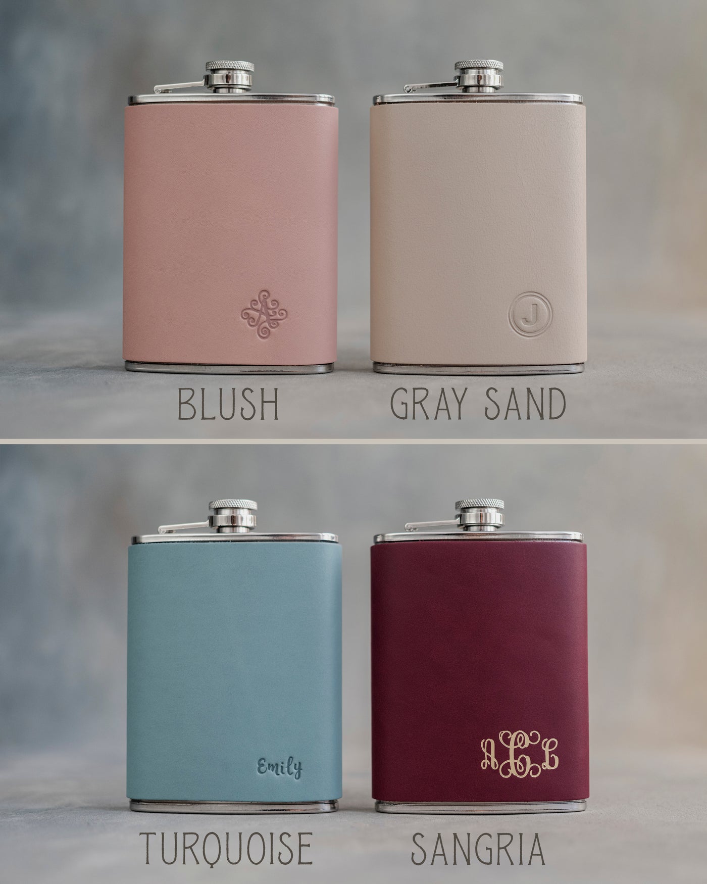 Personalized Leather Hip Flask - Groomsmen Gifts - Custom - Initials / Logo - Full Grain Leather