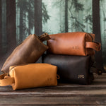 Personalized Mens Toiletry Bag - Leather Dopp Kit