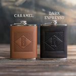 Custom Initial Hip Flask - Groomsmen Gifts - Custom - Logo - Full Grain Leather finished by hand