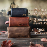 Personalized Leather Toiletry Bag for Men - Dopp Kit - Fire Branded Personalization