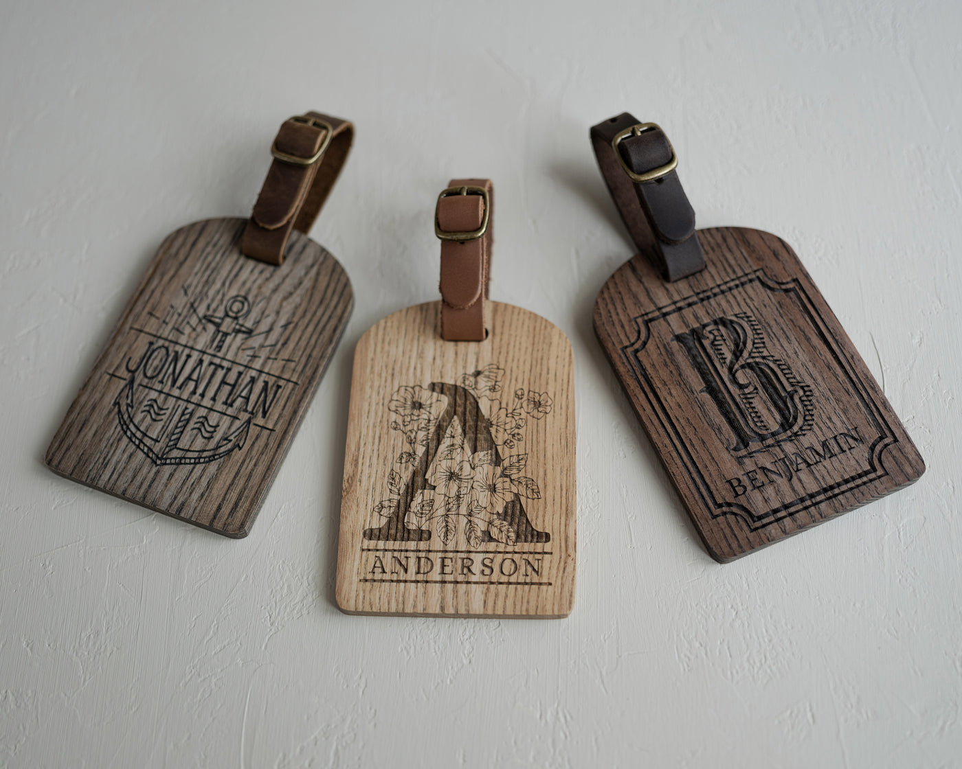Wooden Luggage Tag In Brown Tan