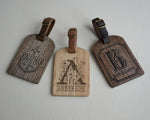 Wooden Luggage Tag In Gray Tan