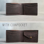 Inside of the leather bifold wallet – with card slots or with a coin pocket