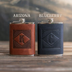Custom Initial Hip Flask - Groomsmen Gifts - Custom - Logo - Full Grain Leather as a personalized keepsake