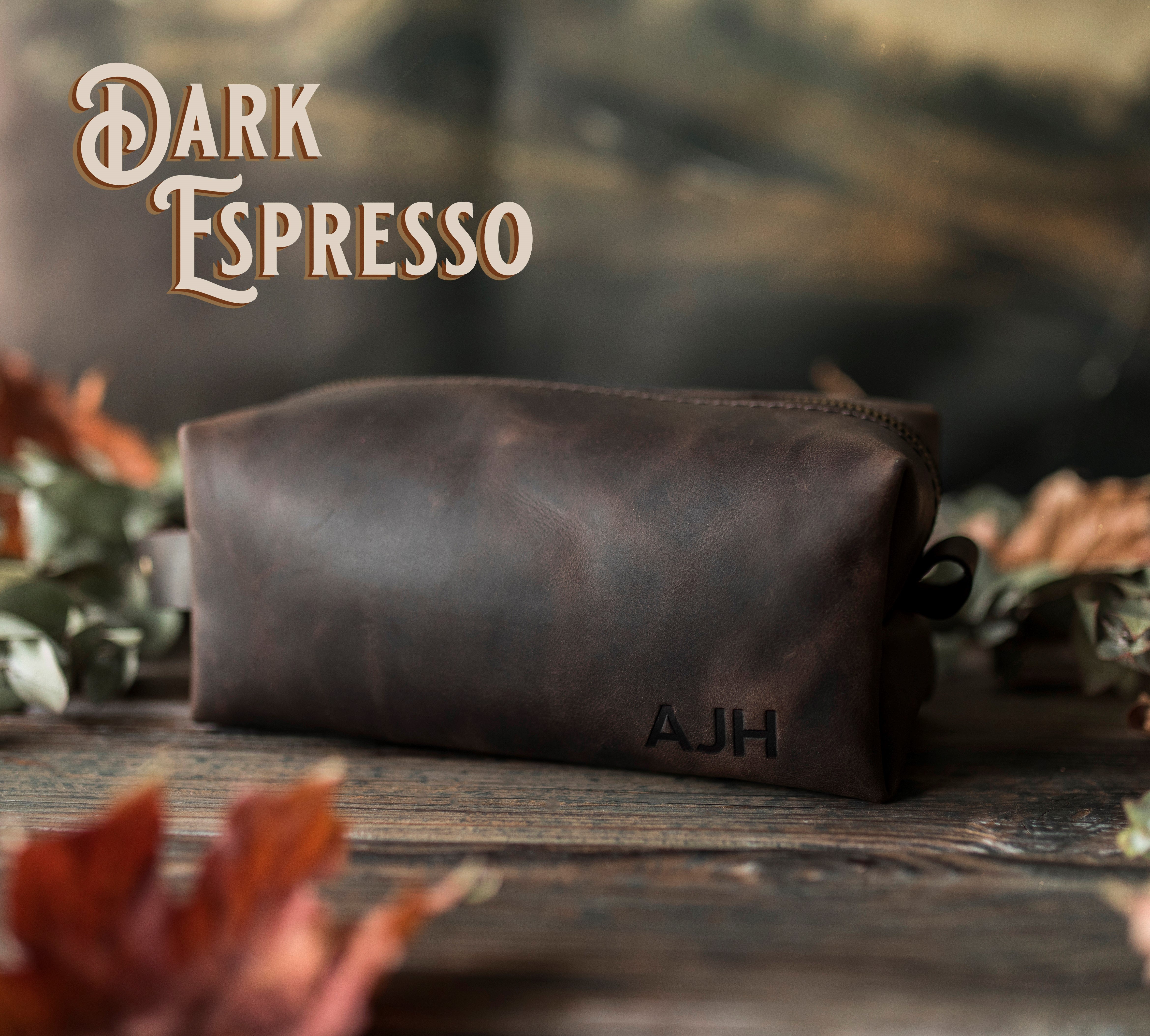 Personalized Leather Toiletry Bag for Men - Dopp Kit - Fire Branded Personalization