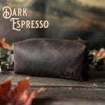 Personalized Leather Toiletry Bag for Men - Dopp Kit - Fire Branded Personalization