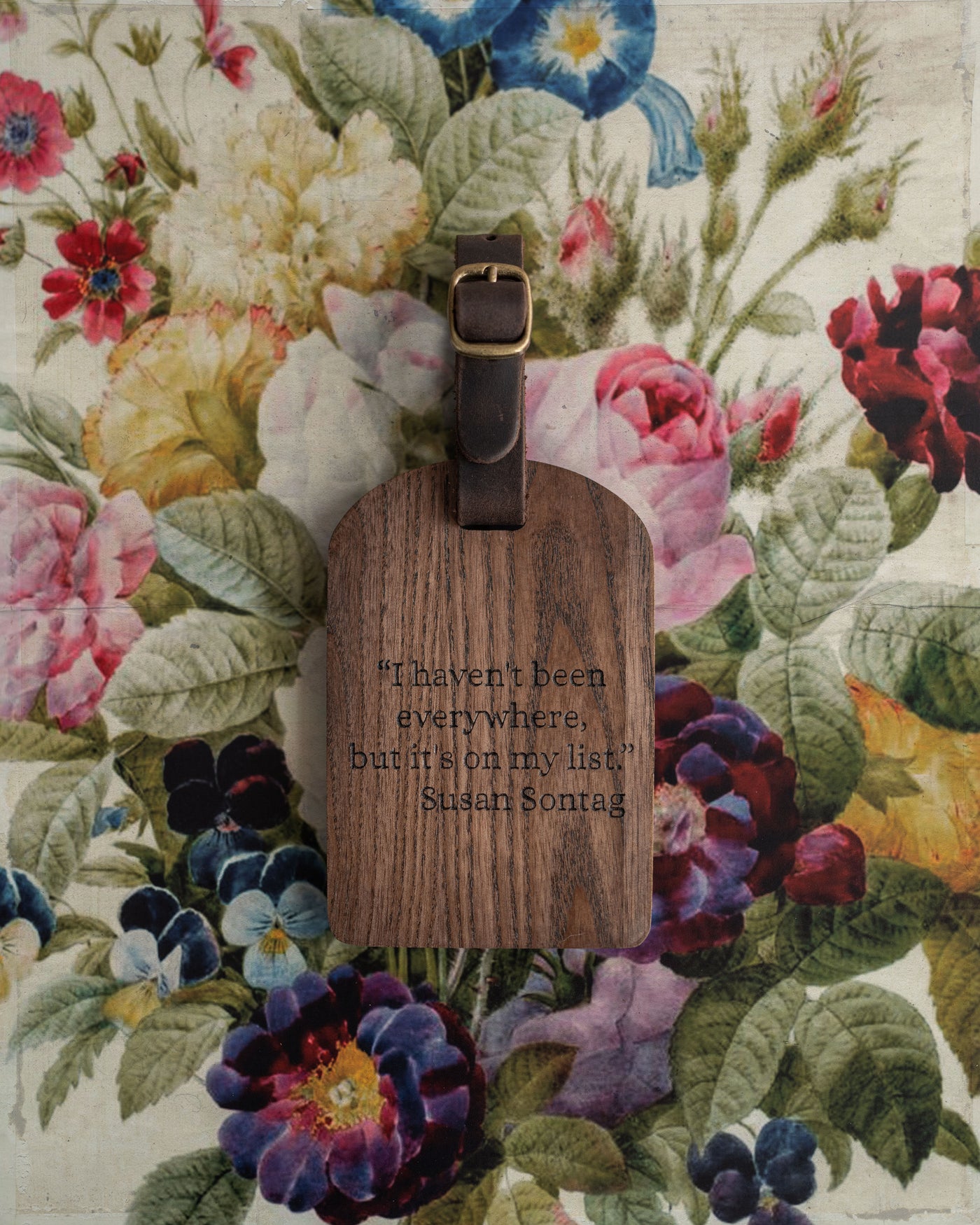 Wooden Luggage Tag In Brown Tan