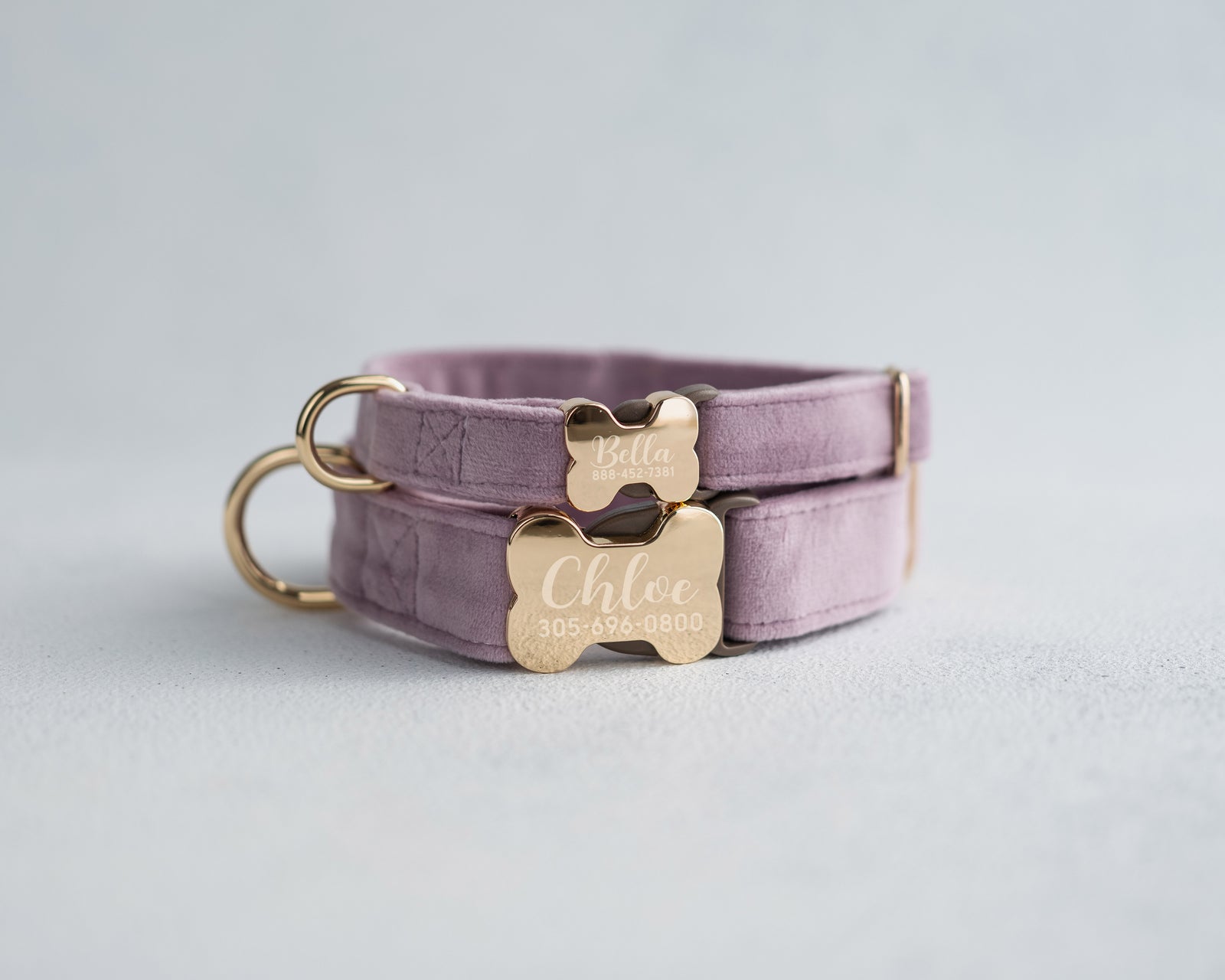 Velvet Dog Collar With Bone-Shaped Buckle