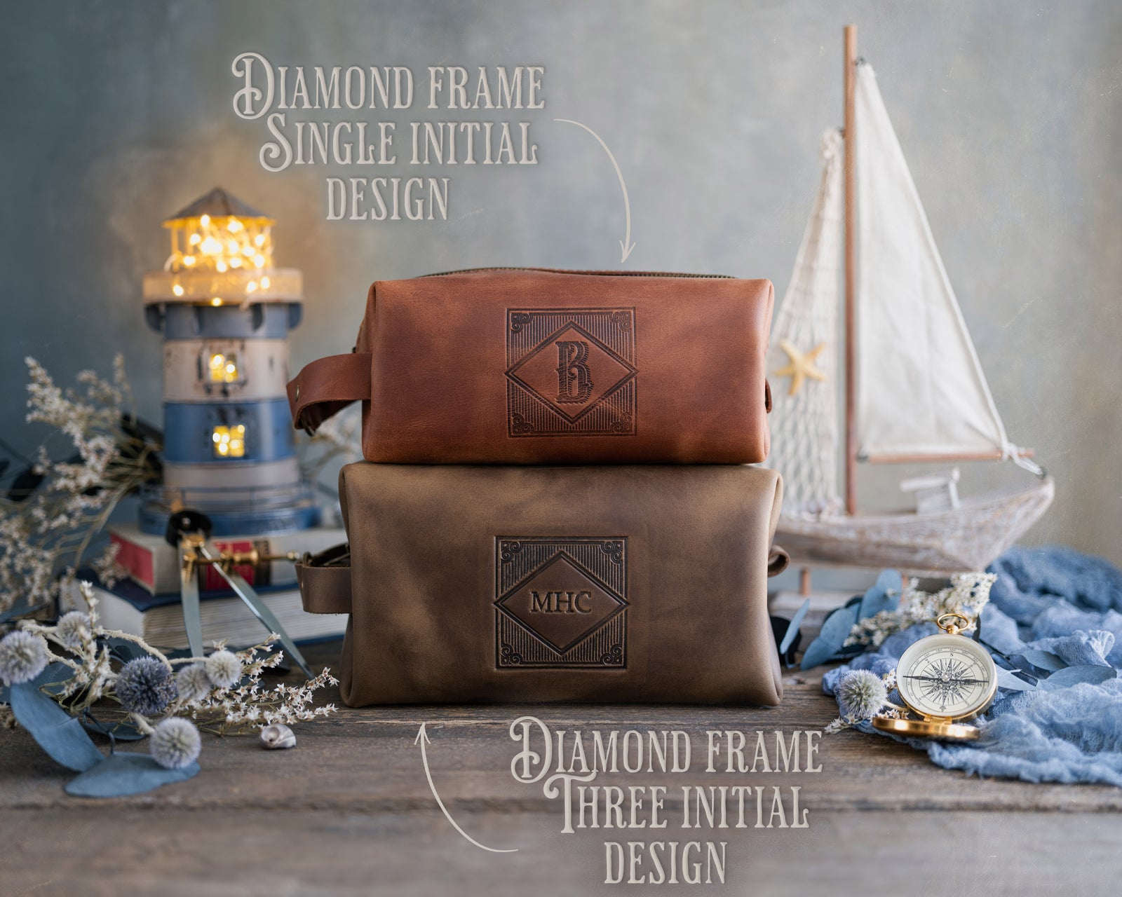 Dopp kit - Toiletry bag - Personalized Leather - Mens - Custom Logo