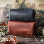 Personalized Leather Toiletry Bag for Men - Dopp Kit - Fire Branded Personalization