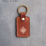 Floral Initial Keychain in Arizona Leather
