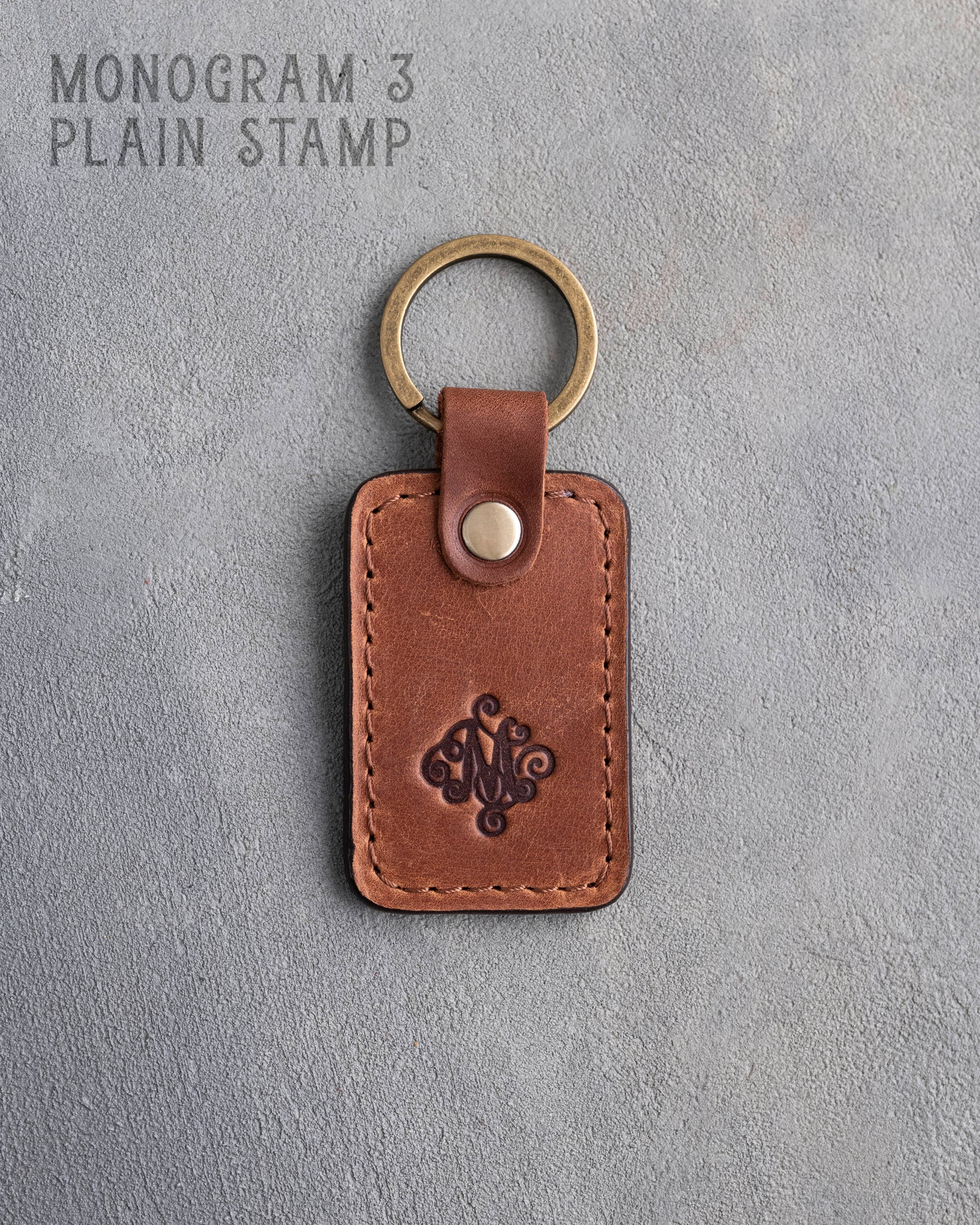 Floral Initial Keychain in Arizona Leather