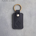 Floral Initial Keychain in Black Leather