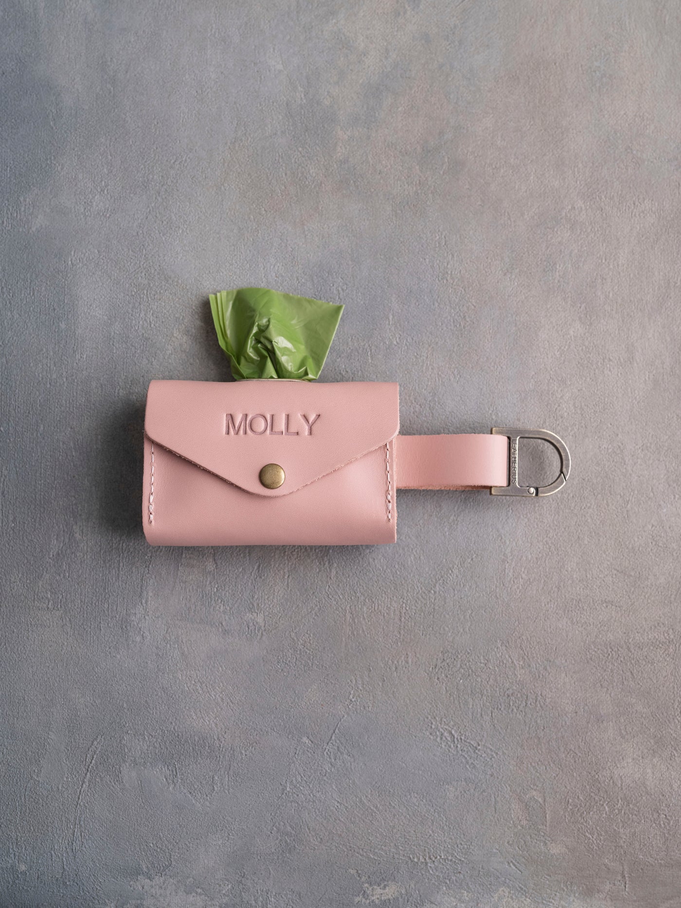 Leather Dog Poop Bag Holder with button closure