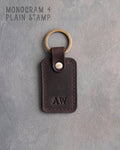 Minimalist Initials Keychain in Dark Espresso Leather
