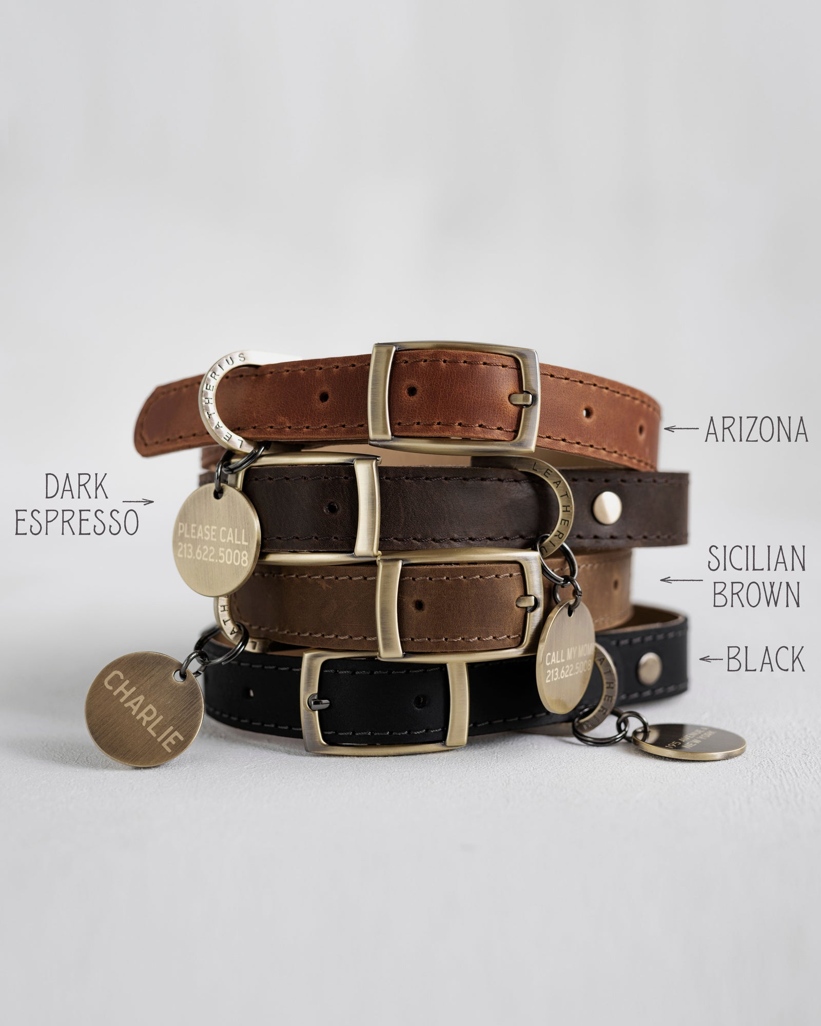Personalized leather dog collar in soft super comfy leather