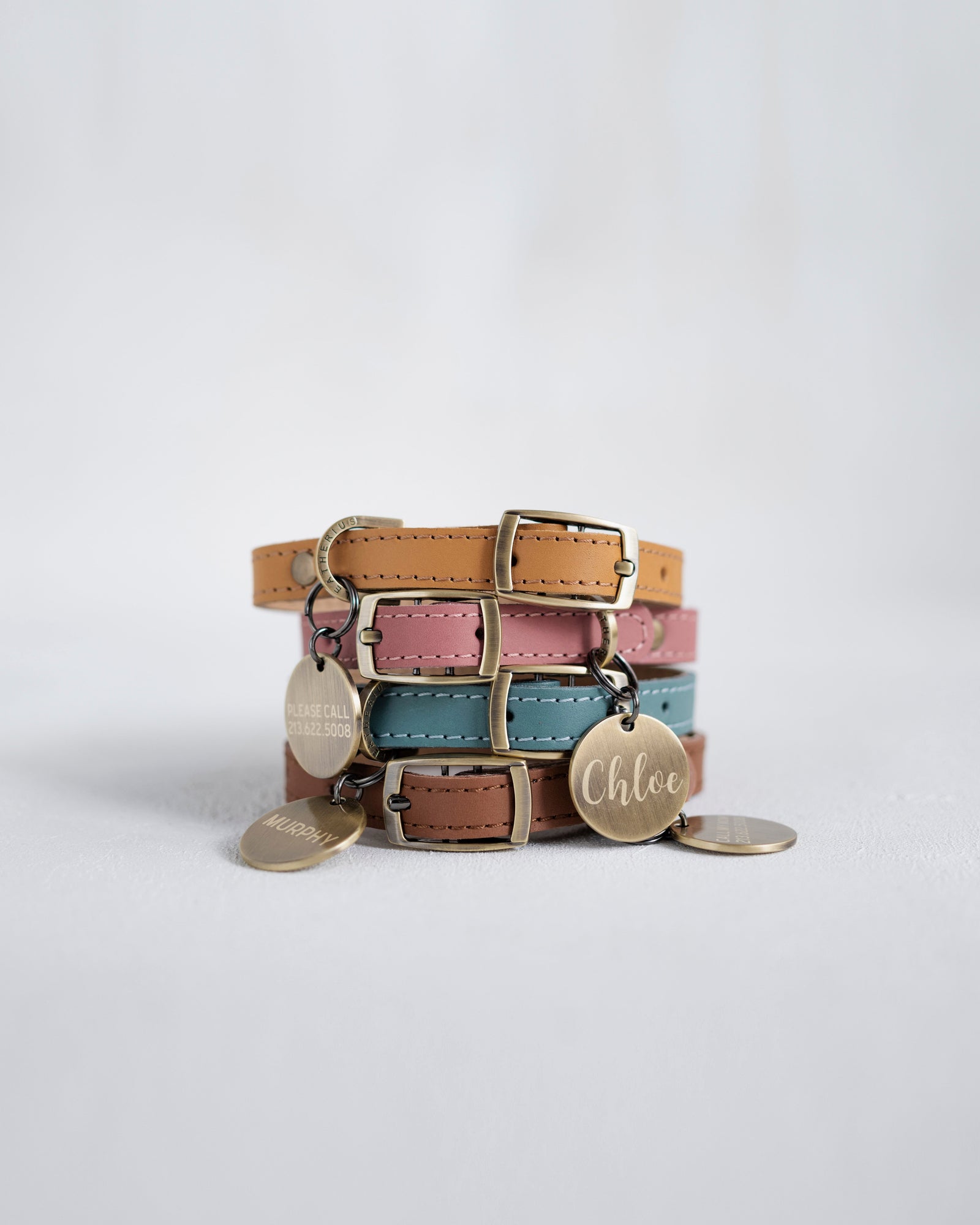 Personalized leather dog collar in soft super comfy leather