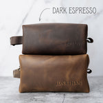 Mens Leather Toiletry Bag Personalized - BUNDLE