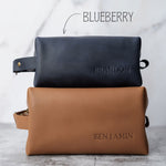 Mens Leather Toiletry Bag Personalized - BUNDLE