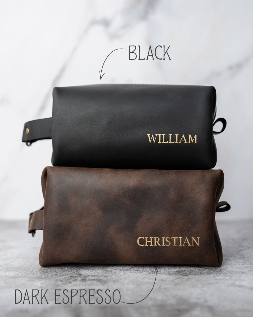 Mens Leather Toiletry Bag Personalized - Dopp Kit - Groomsmen Gifts Idea