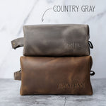 Mens Leather Toiletry Bag Personalized - BUNDLE
