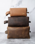 Mens Leather Toiletry Bag Personalized - Dopp Kit - Groomsmen Gifts Idea