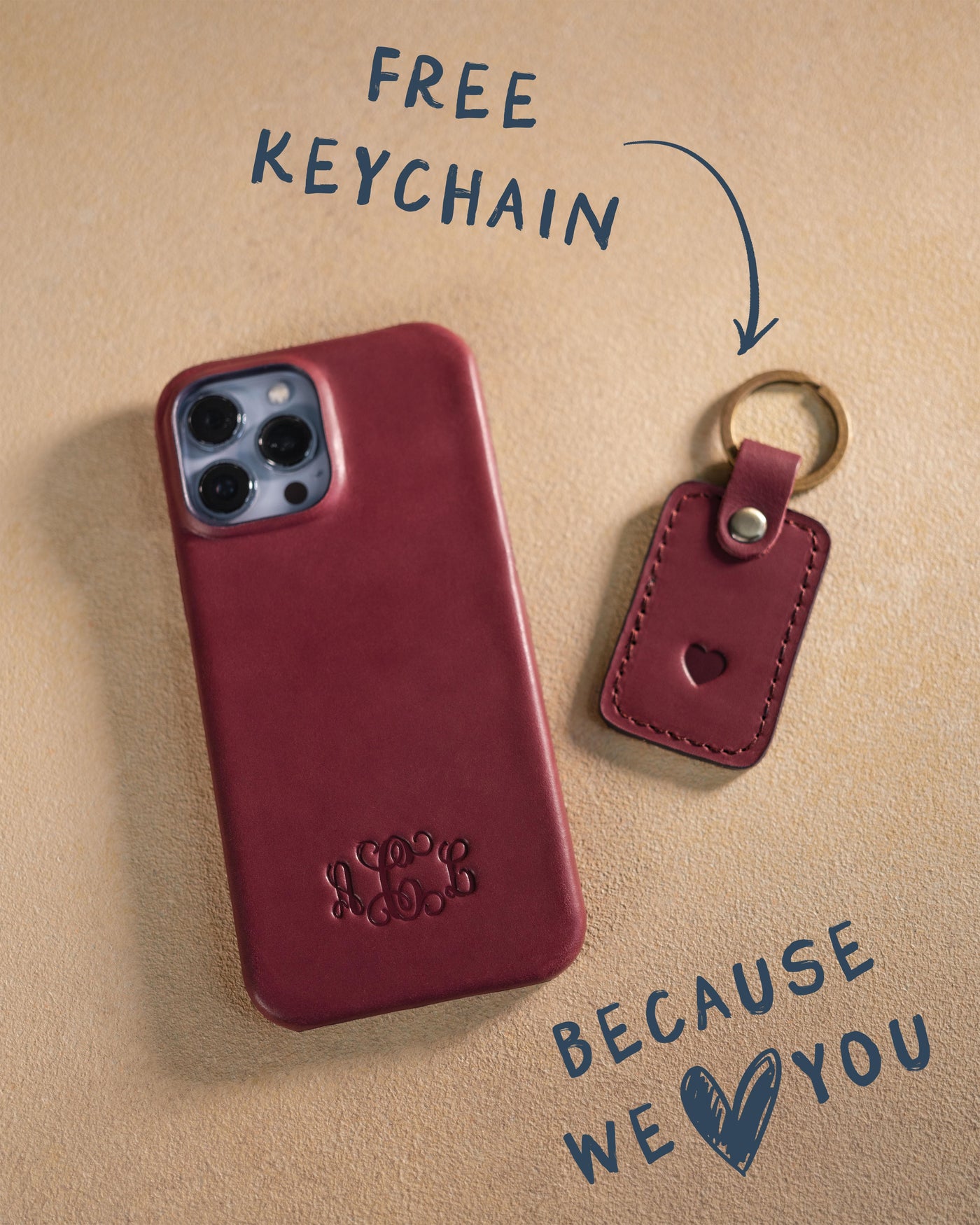 Personalized leather iPhone 14 pro max case