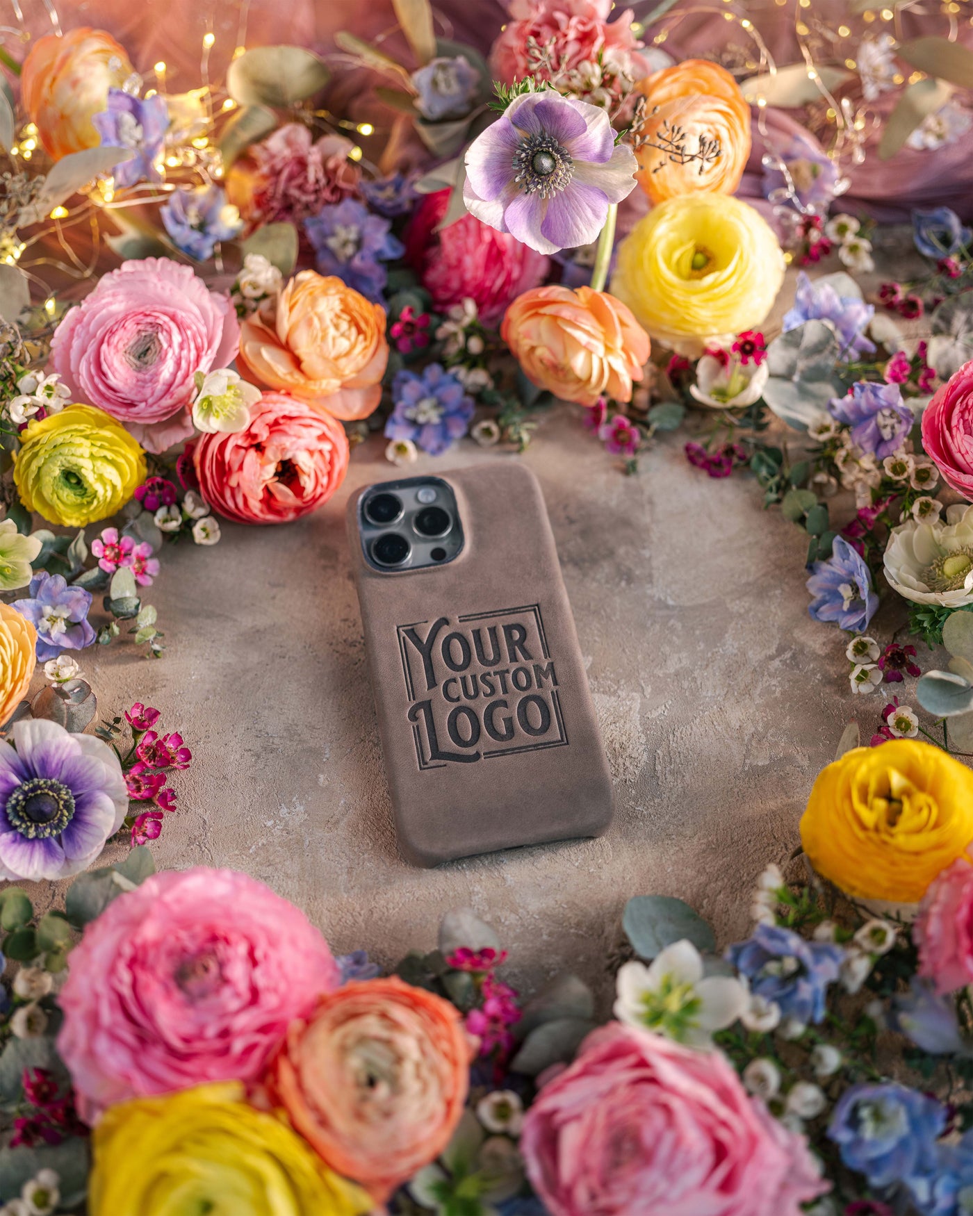 Personalized leather iPhone 15 plus case