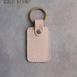 Minimalist Initials Keychain in Gray Sand Leather