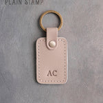 Minimalist Initials Keychain in Gray Sand Leather