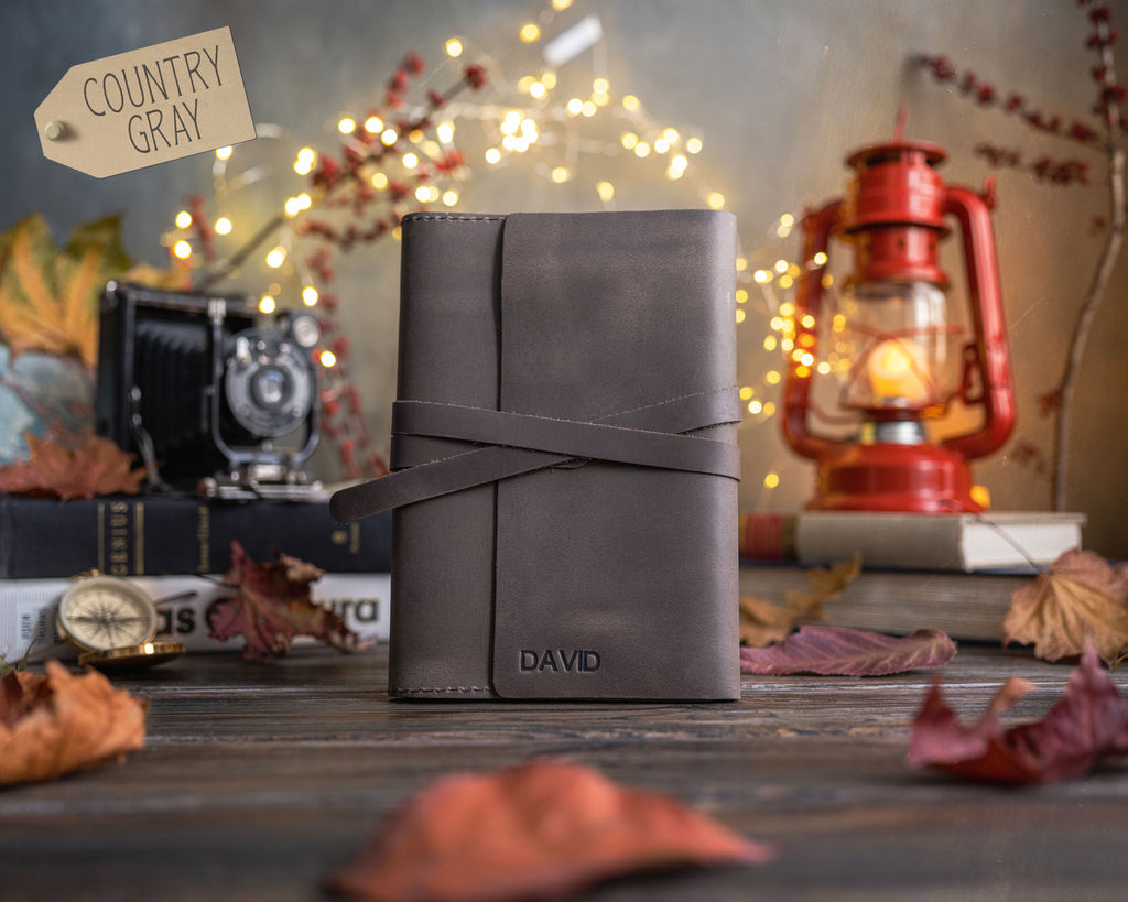 Country Gray Leather Journal