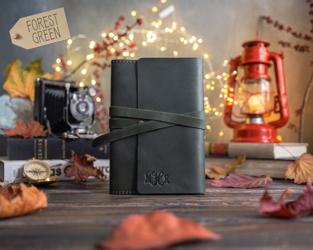 Forest Green Leather Journal | Leatherius Woodman