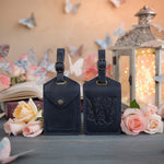 Flower initial leather luggage tag