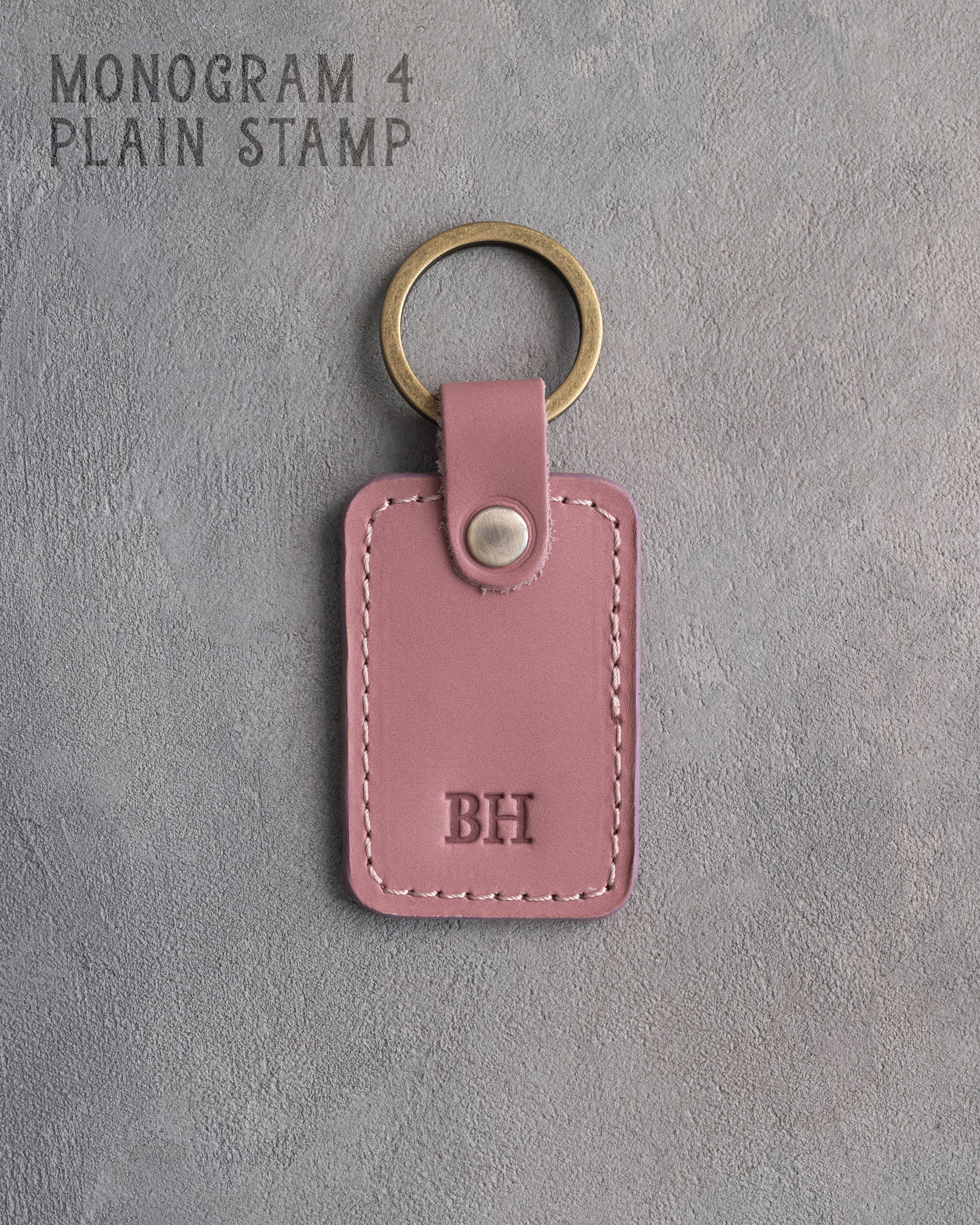 Minimalist Initials Keychain in Parisian Blossom Leather
