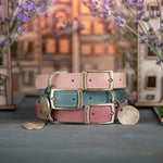 Personalized leather dog collar in Lavender Provence style
