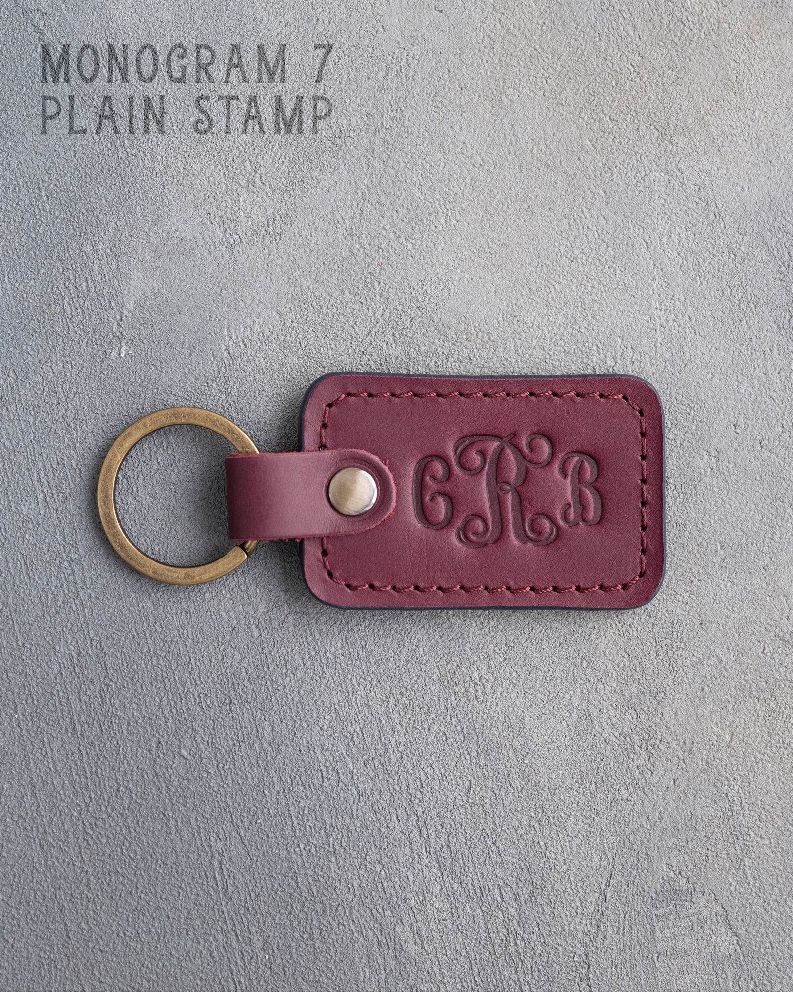 Vine Monogram Keychain in Sangria Leather
