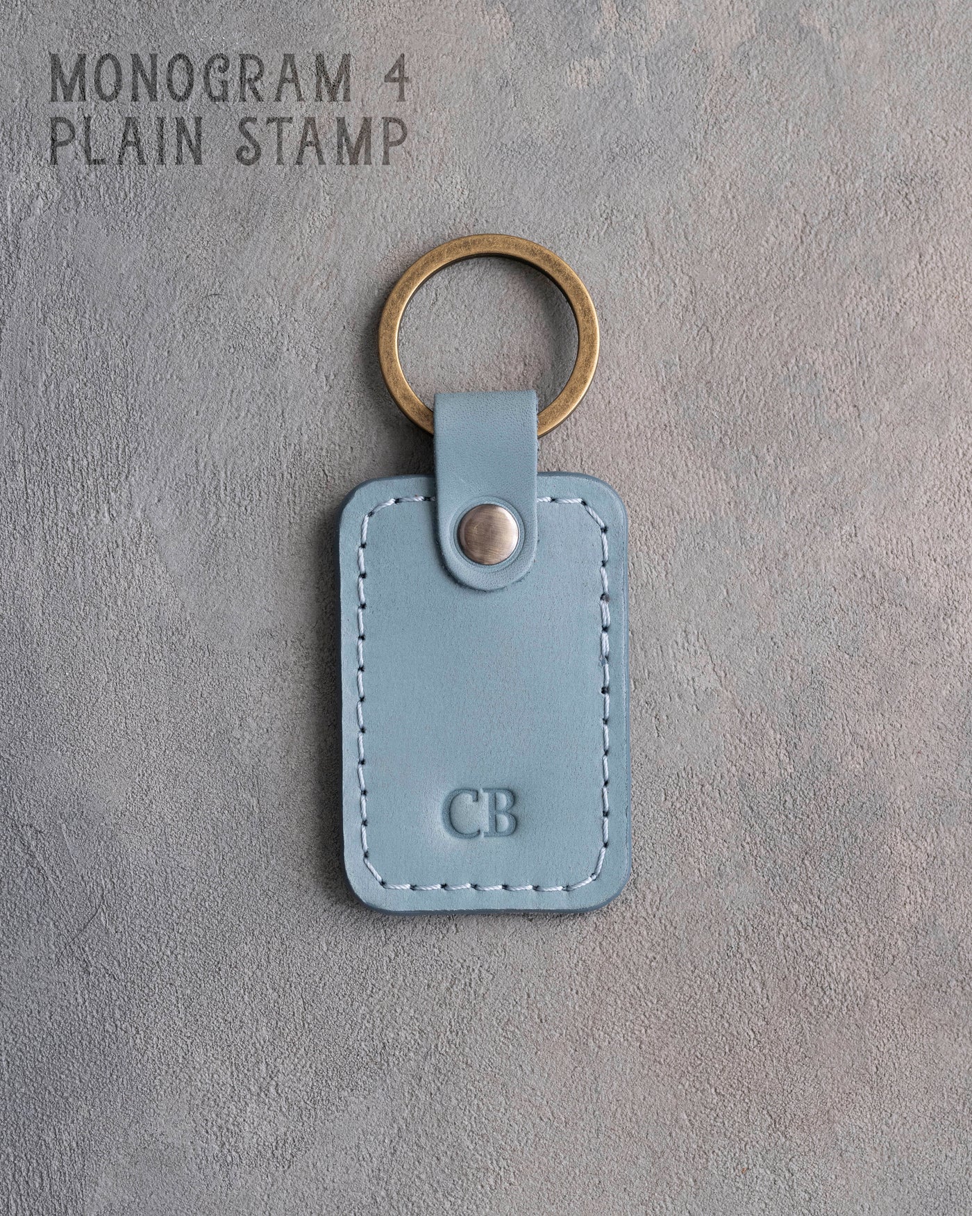 Minimalist Initials Keychain in Turquoise Leather