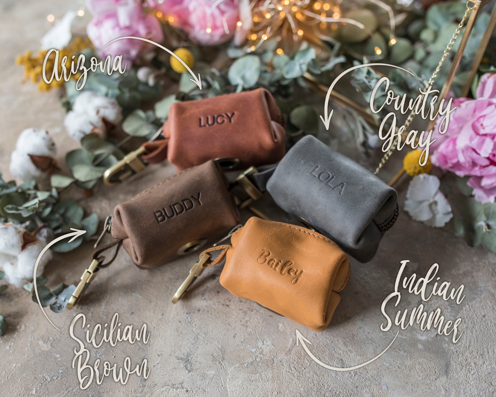 Leather Dog Poop Bag Holder