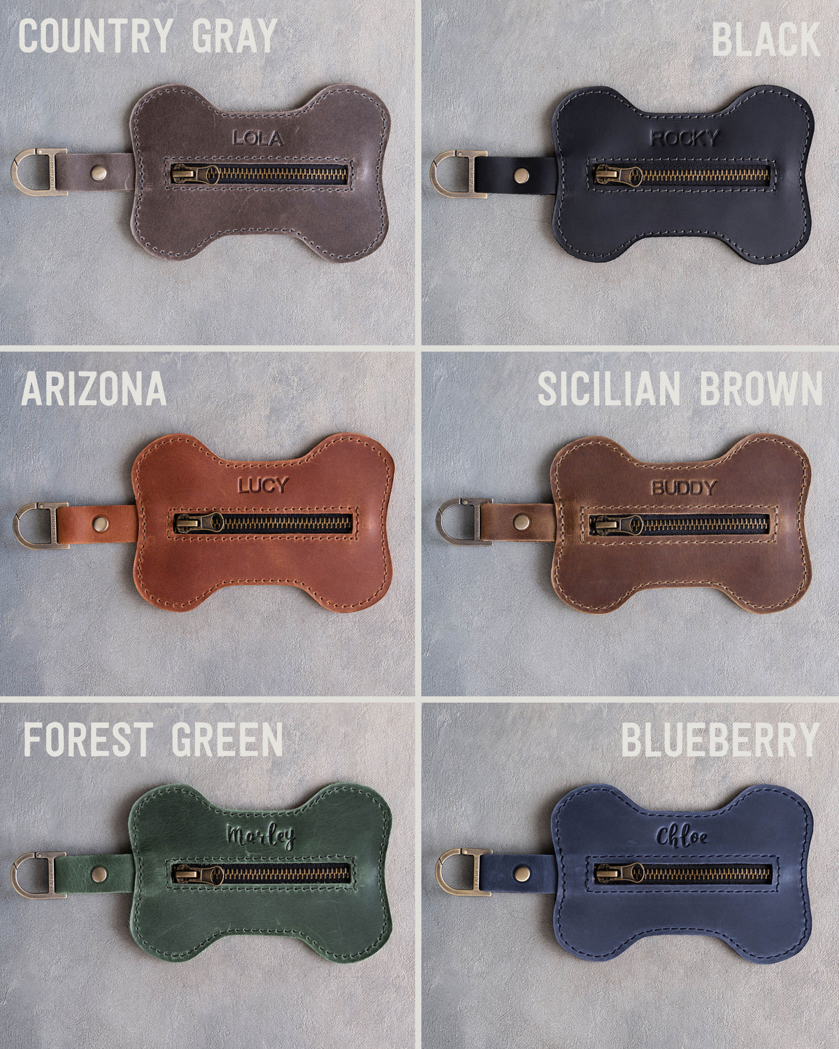 Leather Dog Poop Bag Holder, Bone Shaped built for everyday use