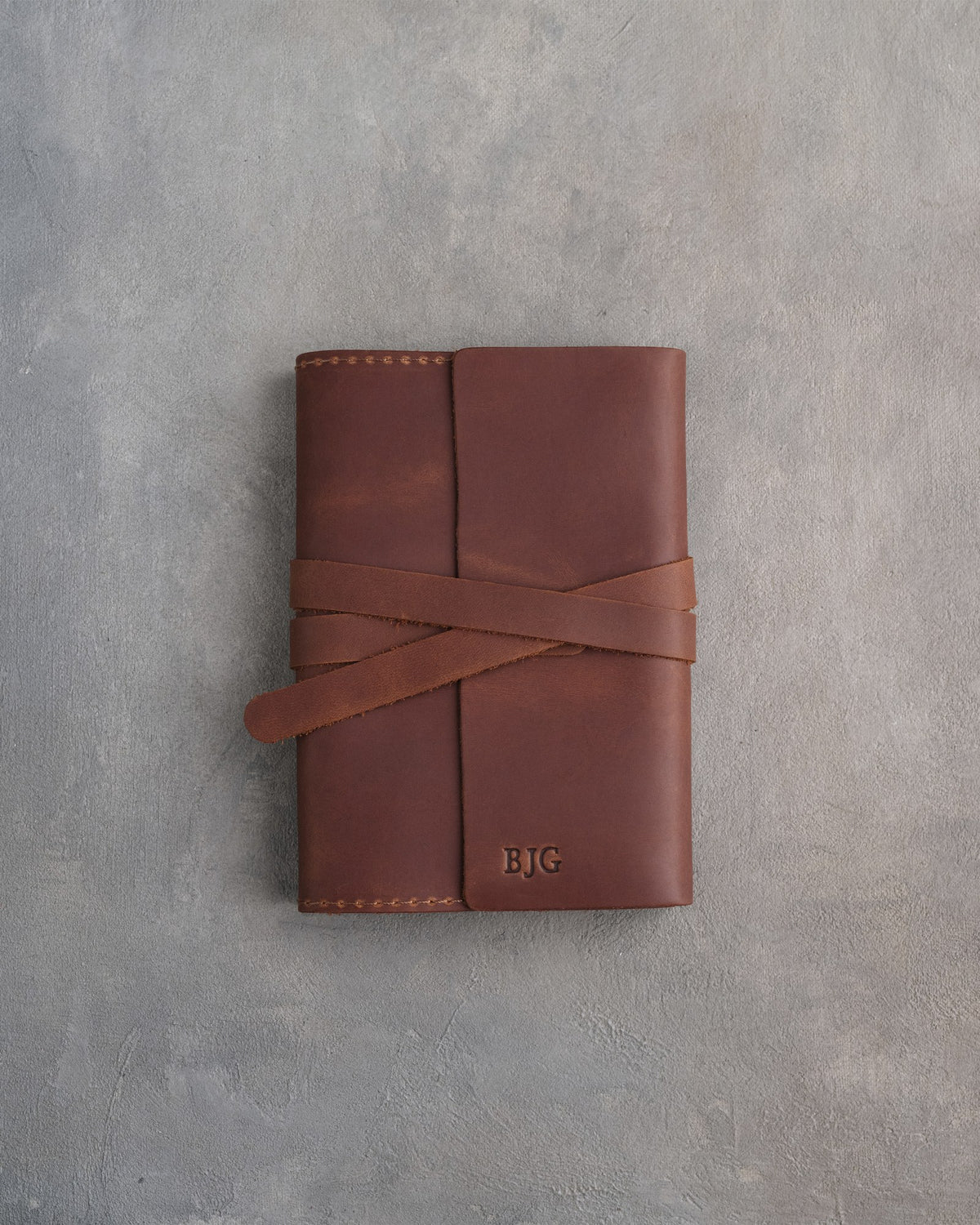 Arizona leather journal, Small size, front with a debossed name