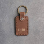 Believe Mark 11:24 Caramel handcrafted leather keychain, Christian scripture gift