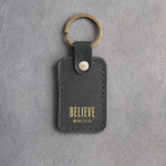 Believe Mark 11:24 Forest Green handcrafted leather keychain, Christian scripture gift