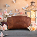 Believe Mark 11:24 Arizona full-grain leather makeup bag, Christian scripture gift