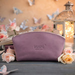 Believe Mark 11:24 Lilac full-grain leather makeup bag, Christian scripture gift