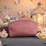 Believe Mark 11:24 Parisian Blossom full-grain leather makeup bag, Christian scripture gift