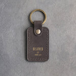 Beloved Song 6:3 Country Gray handcrafted leather keychain, Christian scripture gift