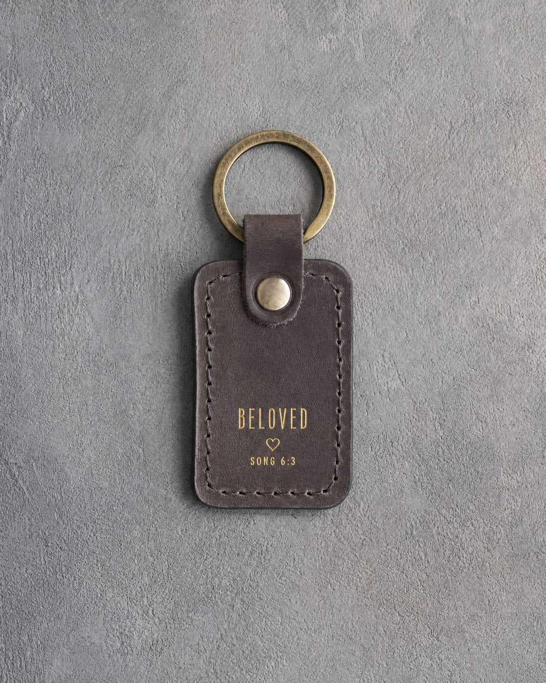 Beloved Song 6:3 Country Gray handcrafted leather keychain, Christian scripture gift