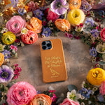 Take Therefore No Thought For The Morrow Matt. 6:34 handcrafted leather iPhone case, Christian scripture gift